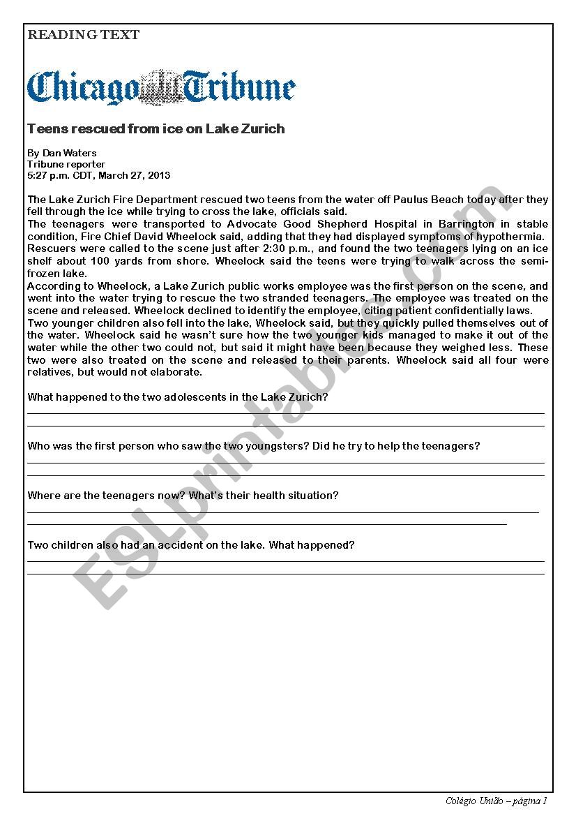 Reading Comprehension ESL worksheet by Lynecarol