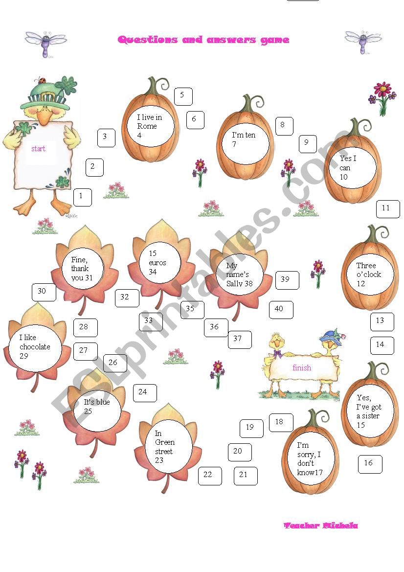 Questions and answers game ESL worksheet by rimiri