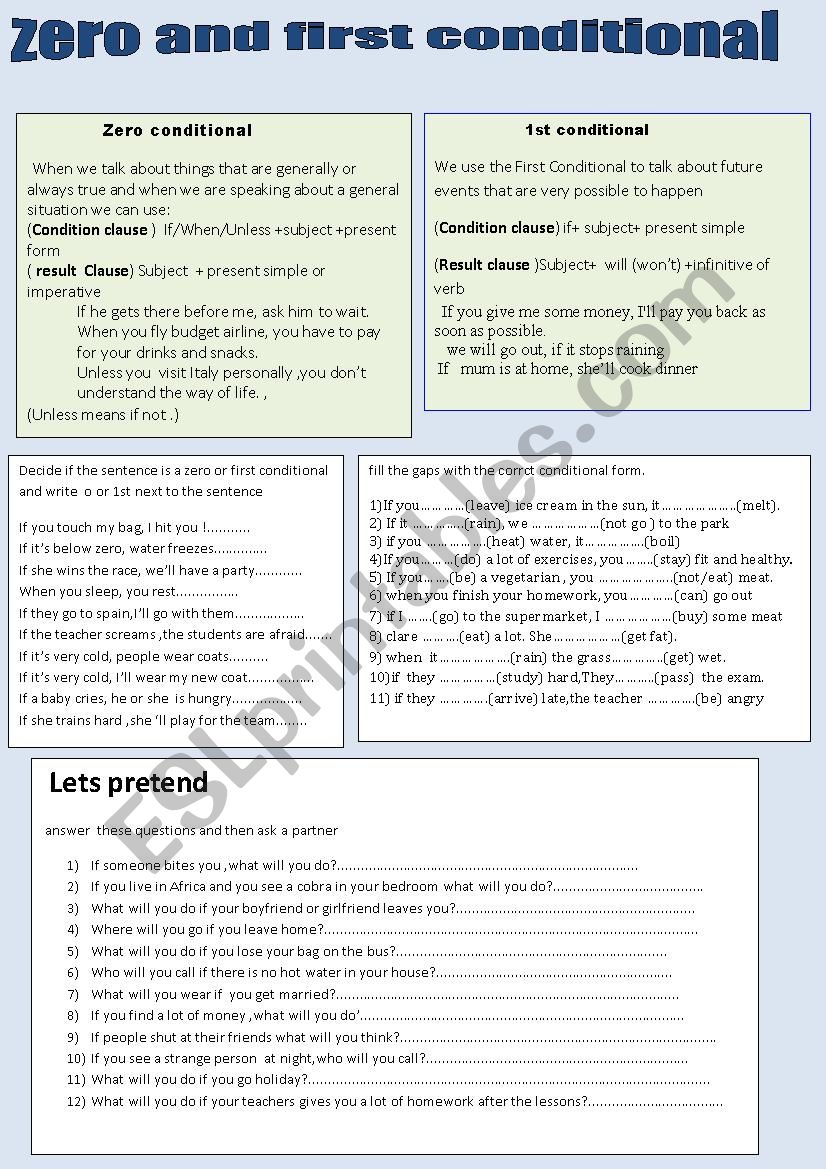 zero and first conditional ESL worksheet by primpi