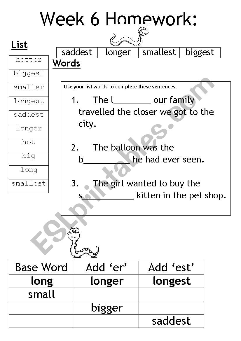 Week 6 Homework ESL worksheet by Asti79