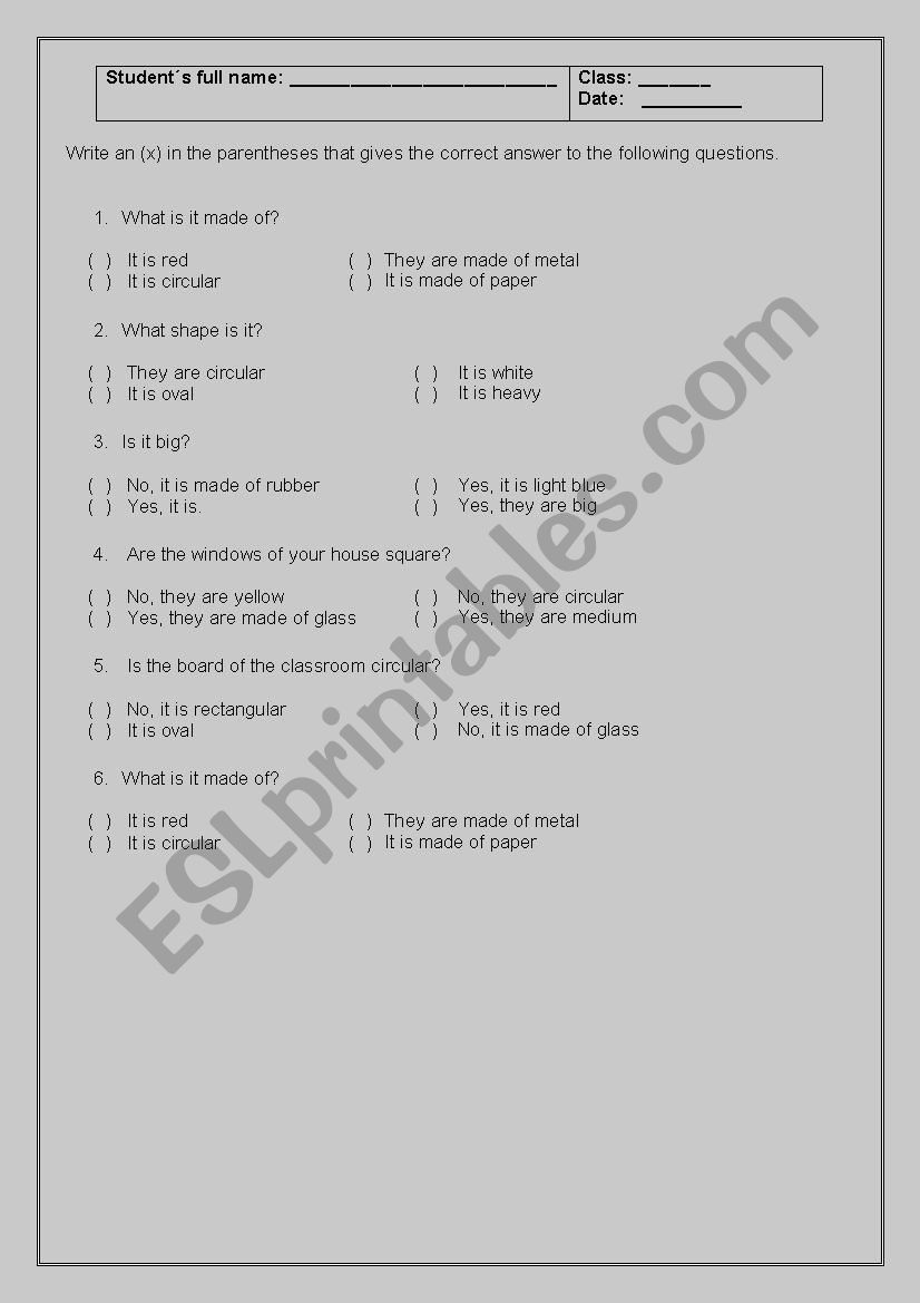Describing Objects - ESL worksheet by elkinm