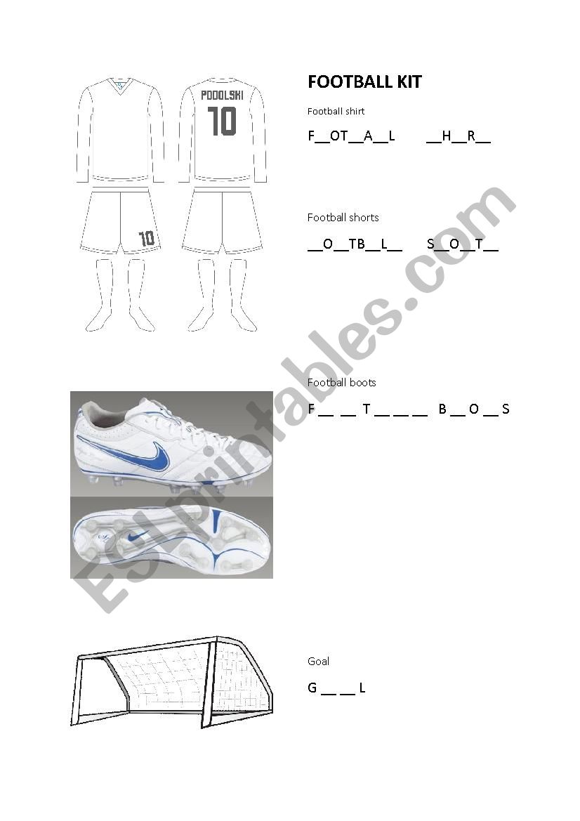 Football Kit ESL worksheet by Debbiesuel