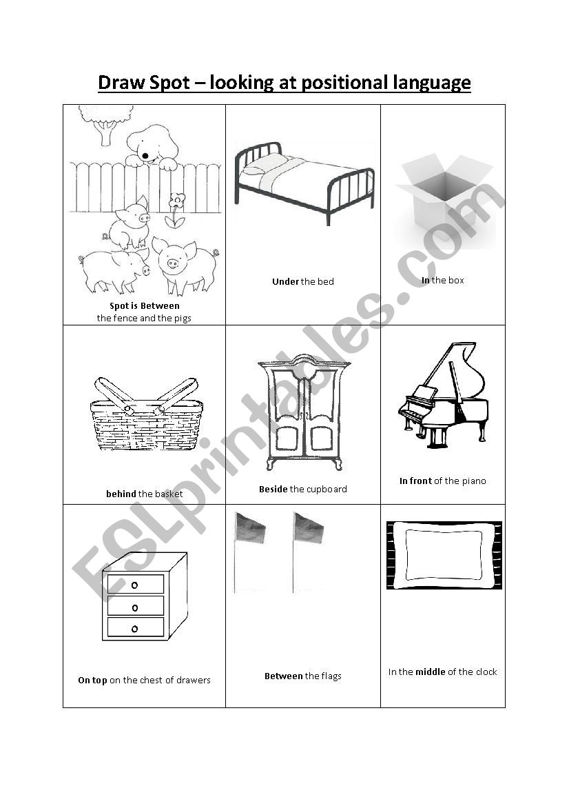 Positional Language ESL worksheet by tcumming