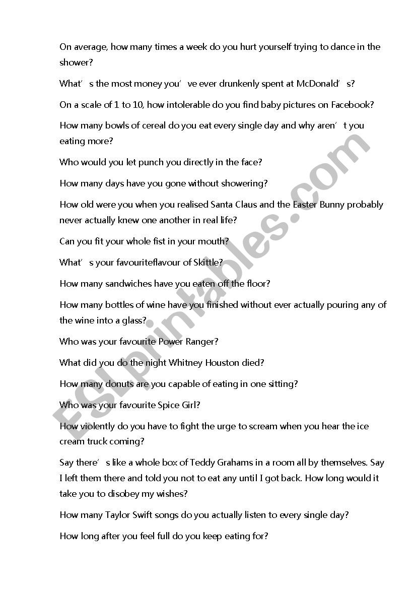 Crazy Job Interview Questions ESL worksheet by anyati