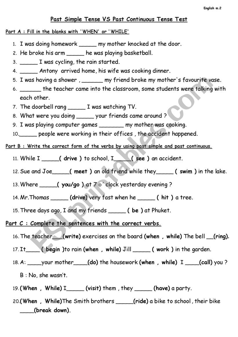 when while - ESL worksheet by tksara