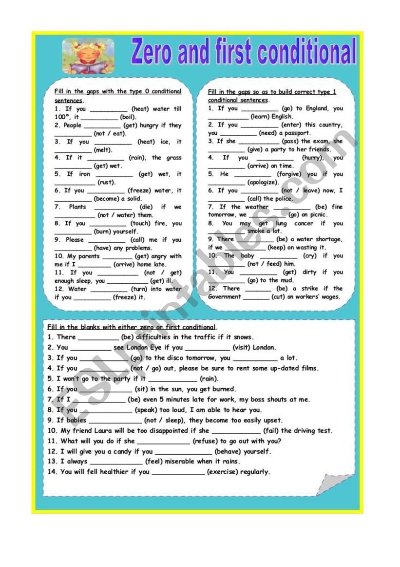 Zero Conditional ESL worksheet by puma2604