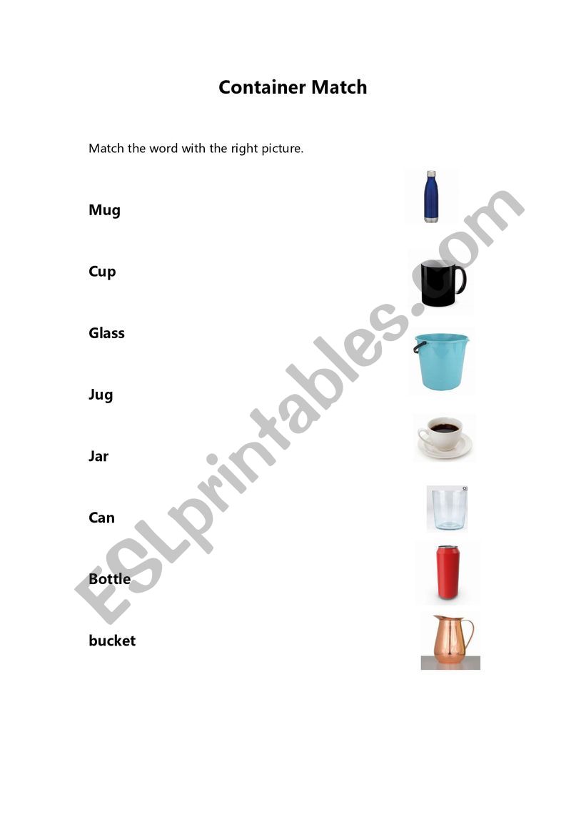 Match Containers ESL worksheet by mafuli007