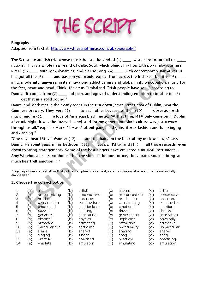 The Script ESL worksheet by Cris M