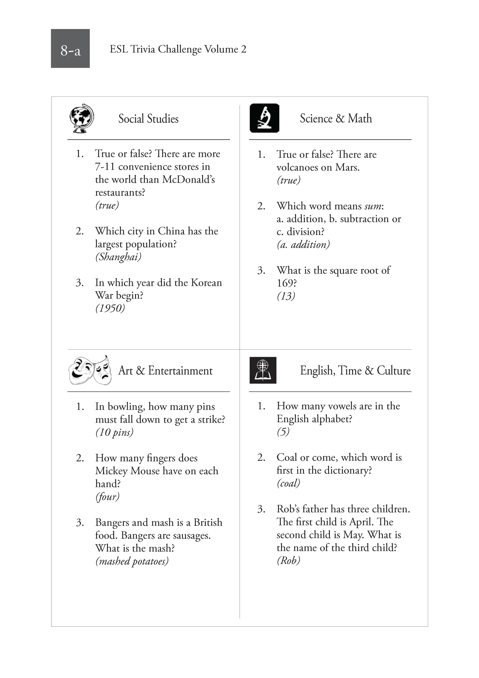Teach English Conversation with trivia