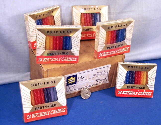 Tall Birthday Candles 1960’s Hong Kong Twisted Dripless
