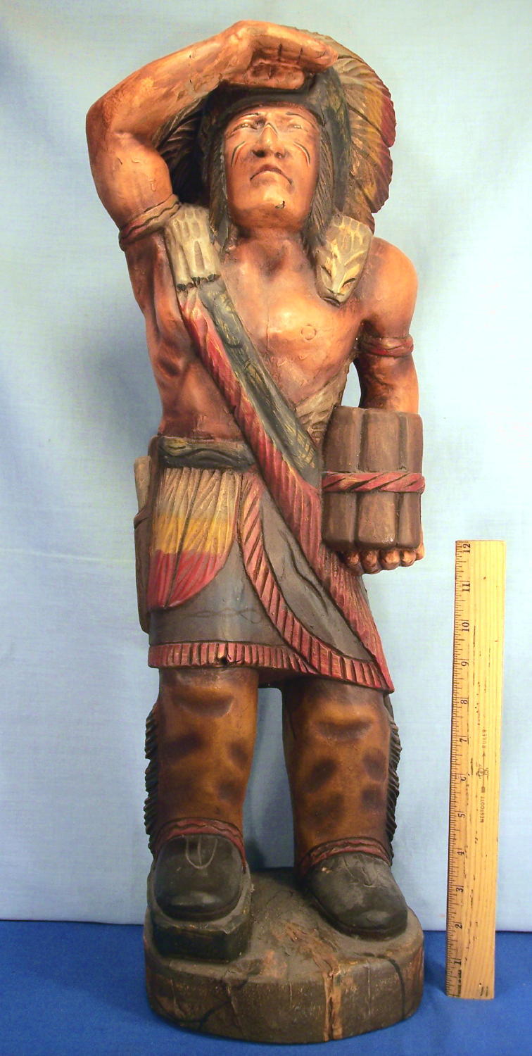 Old Cigar Store Wooden Indian Hand Carved