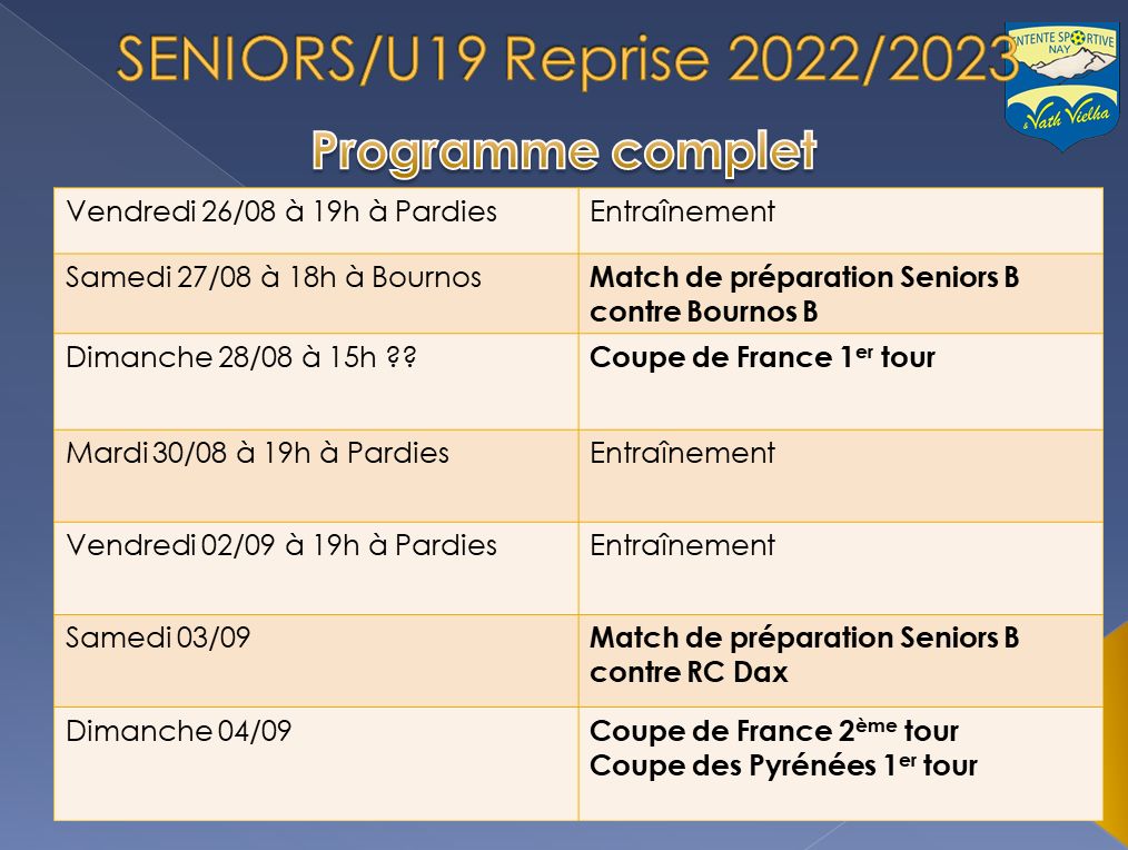 Entente Sportive Nay Vath Vielha (Site Officiel) Programme 3 Entente