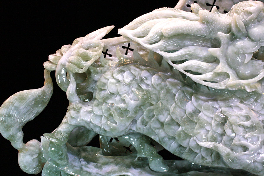 Huge Natural Green Jade ChiLin Statue. Sculpture. Figure. Qilin. Kylin