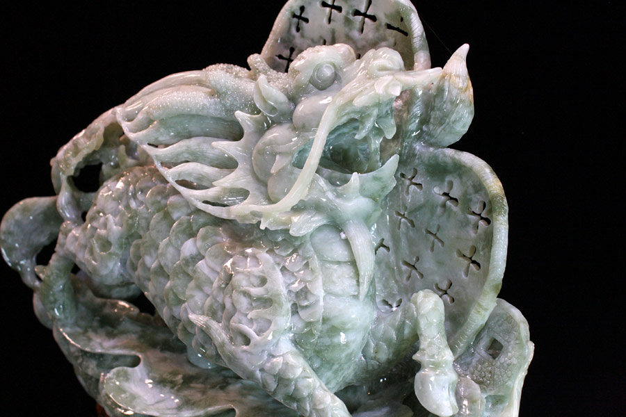 Huge Natural Green Jade ChiLin Statue. Sculpture. Figure. Qilin. Kylin