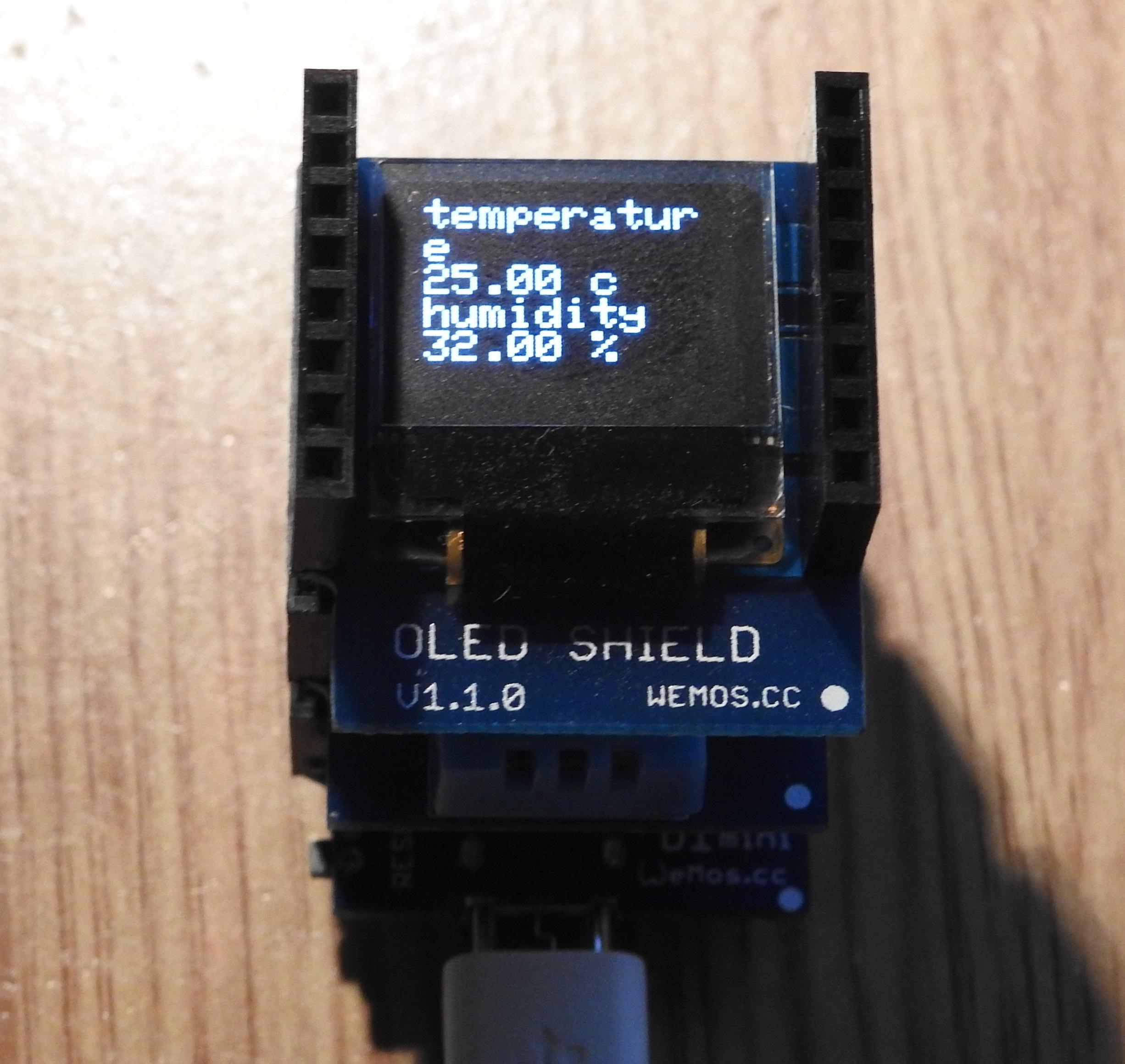 Wemos OLED temperature project esp8266 learning