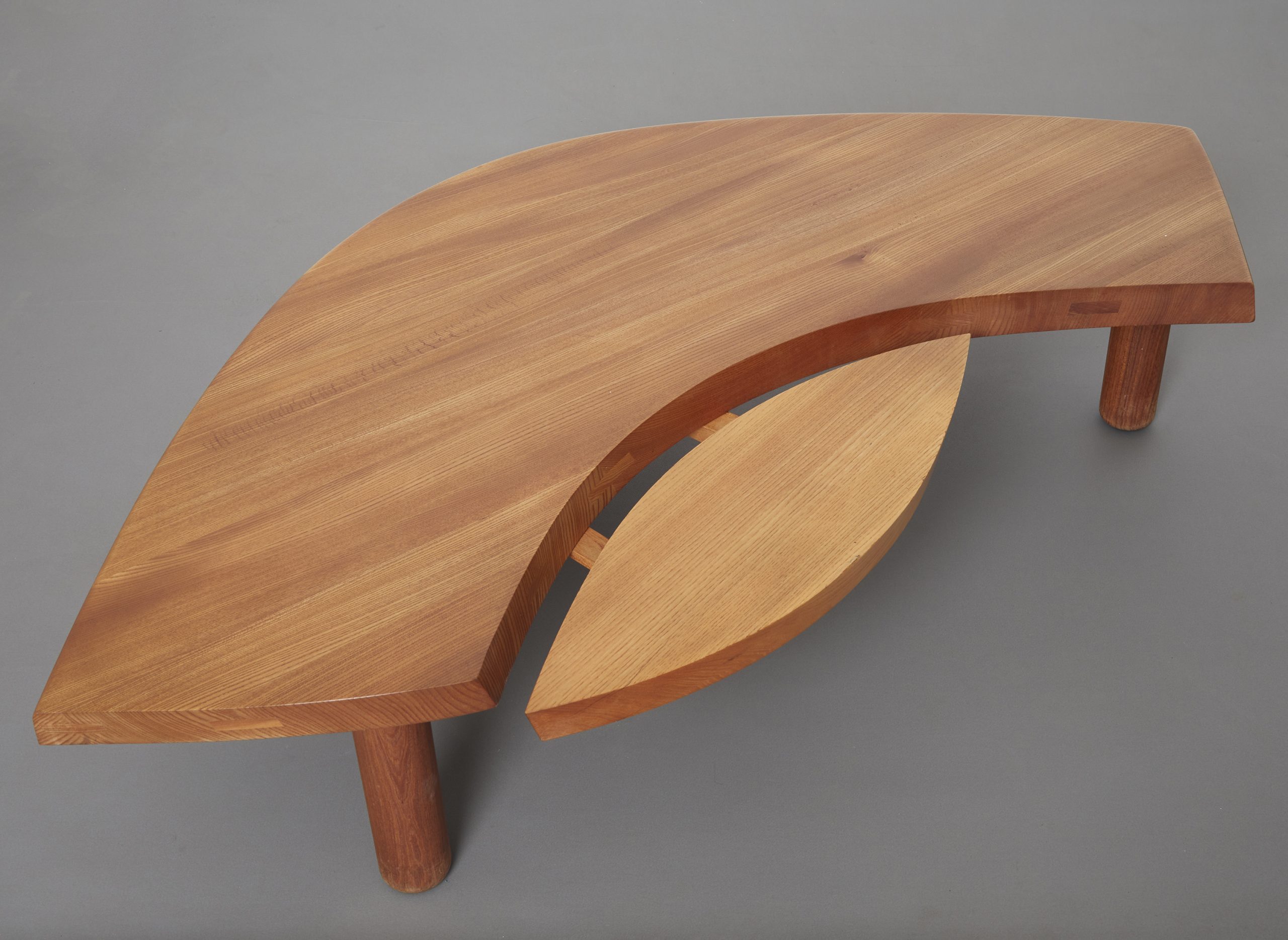Single elmwood low table T22 by Pierre Chapo Espacemoderne