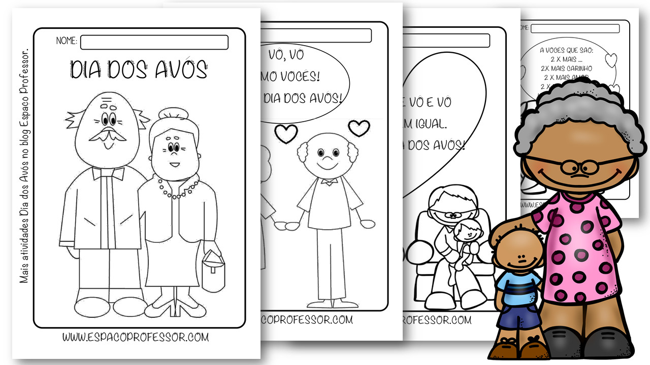 Amo você mais do que tudo! Atividades Sobre o Dia dos Avós para Colorir