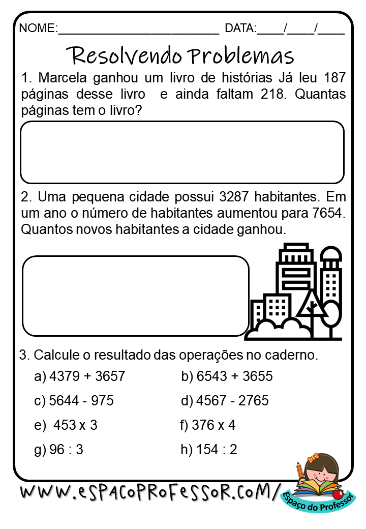 Atividade de matemática 4º ano situações problema 4 ano