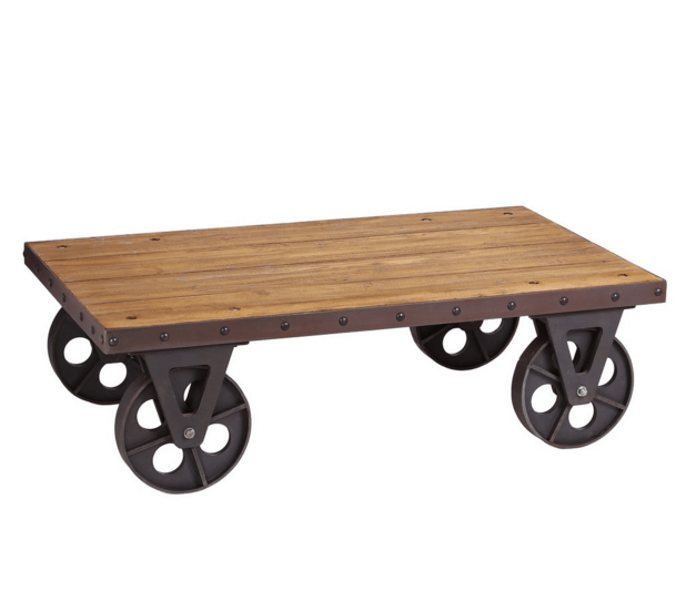 Table Basse Industrielle sur Roues Esprit d'Autrefois 64684 D