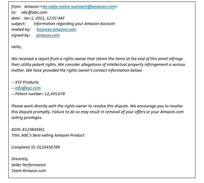 This is what a Amazon Rights Owner Complaint Email Really means Esqgo Law Firm