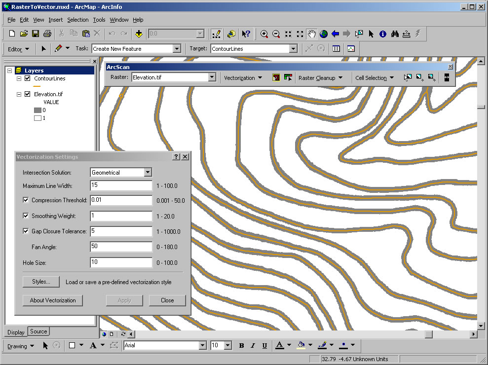 ArcScan for ArcGIS Automatic Vectorization