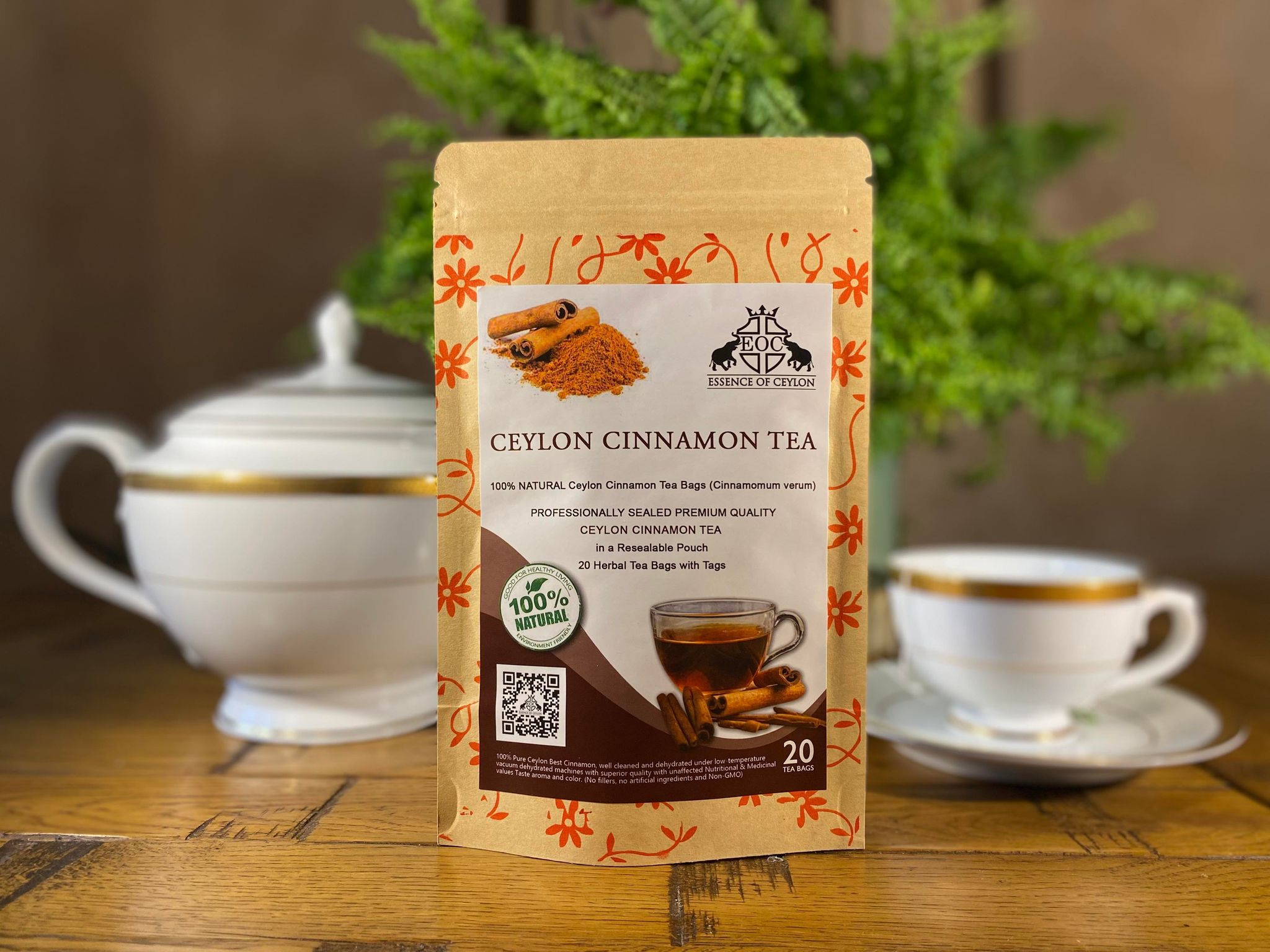 Ceylon Cinnamon (Cinnamomum verum) 20 Herbal Tea Bags Burns Fat