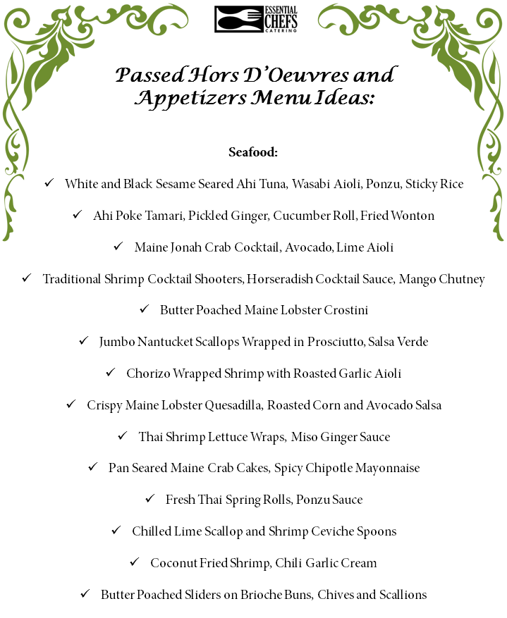 Passed Hors d'Oeuvres and Appetizers North Shore Boston