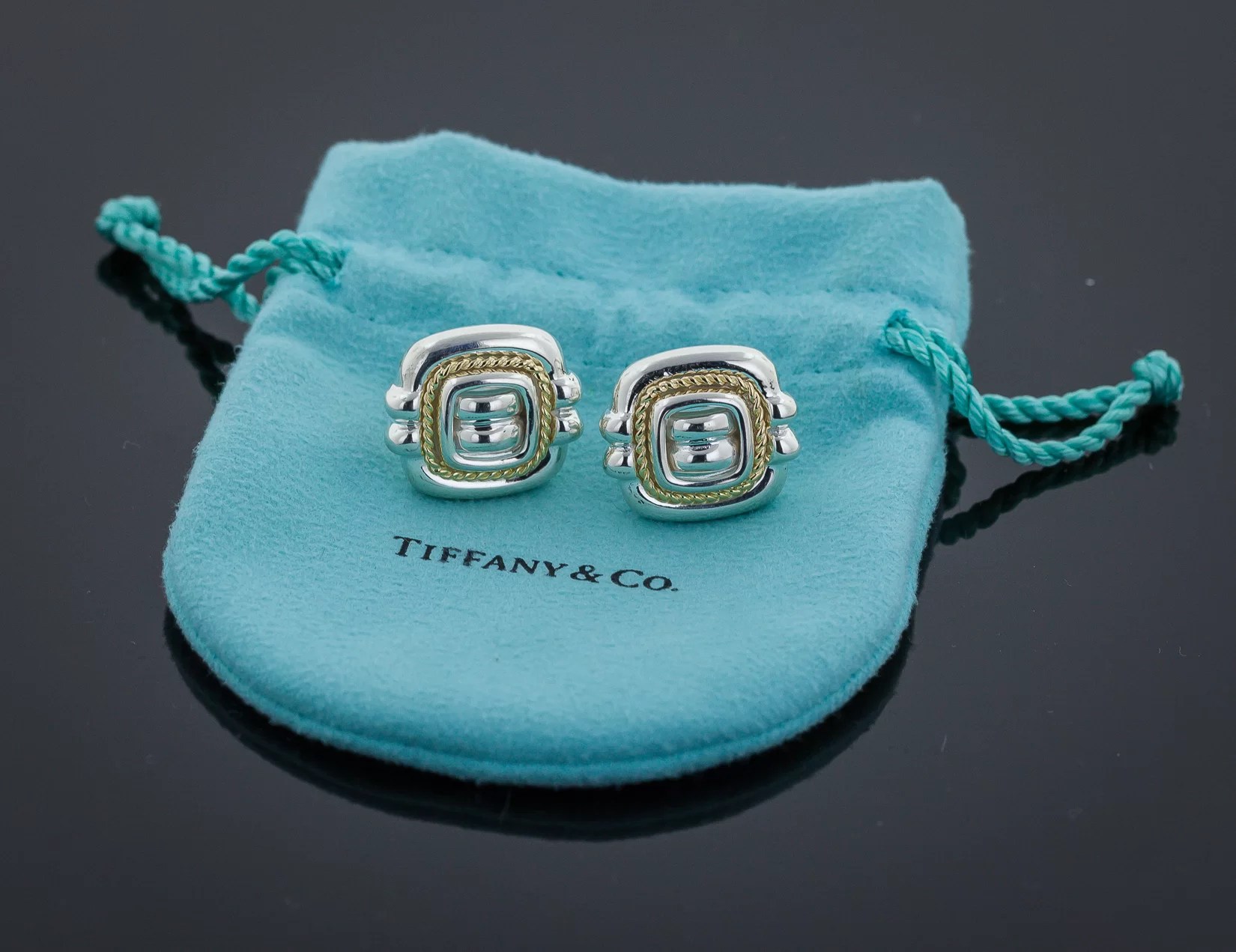 Tiffany & Co, Vintage 18K Gold and Sterling Silver Earrings