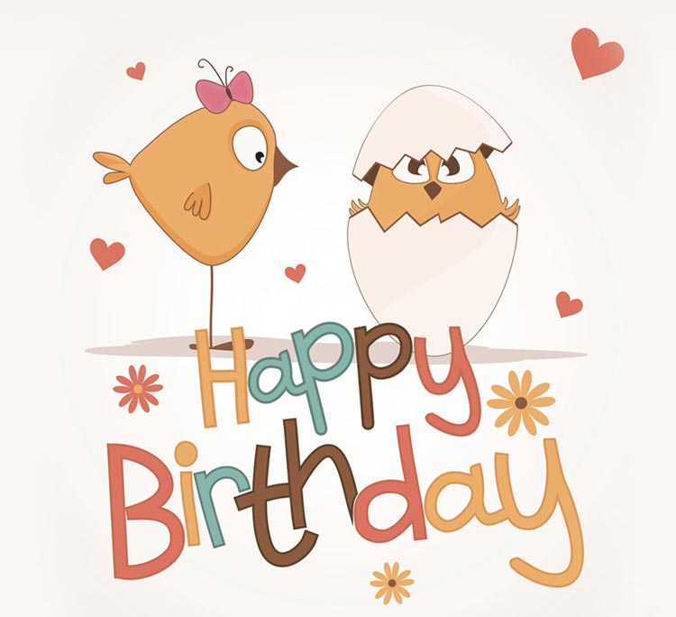 Birthday email stationery (stationary) Cute Chick Happy Birthday