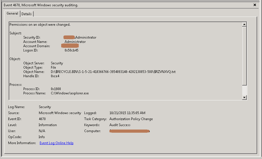 How to Track file deletions and permission changes on Windows file
