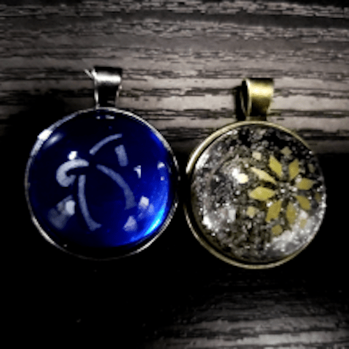 Monogram & Snowflake Glass Cabochon Pendants Glass