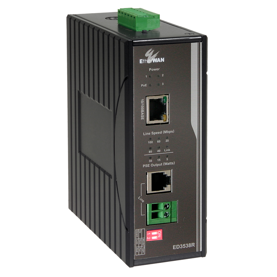 ED3538 Hardened 10/100BASETX PoL/PoE Extender over Copper