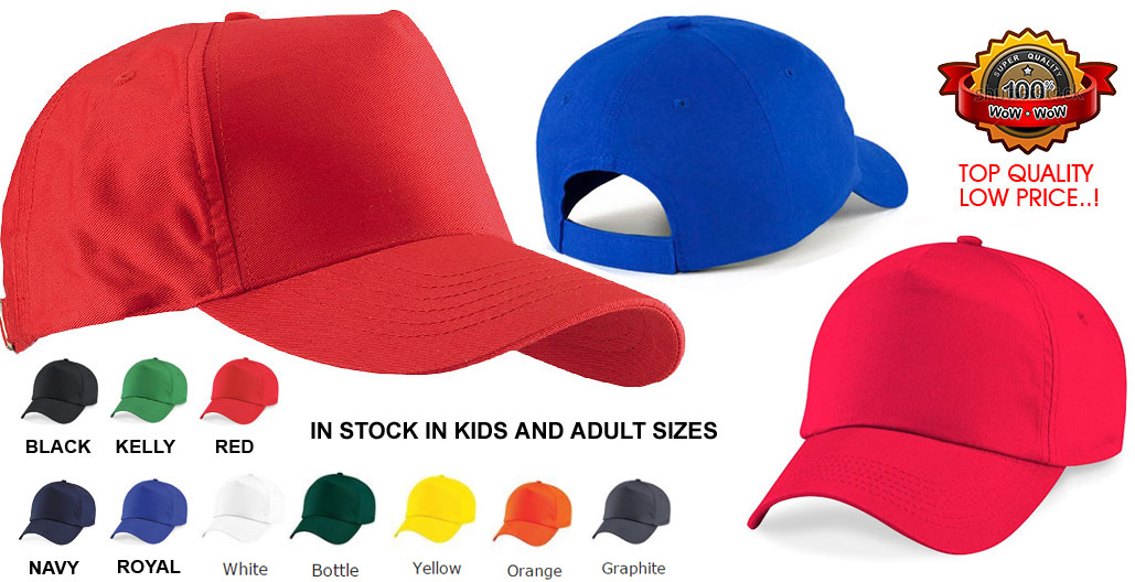 Cheap low cost baseball style caps in 6 colours ES010