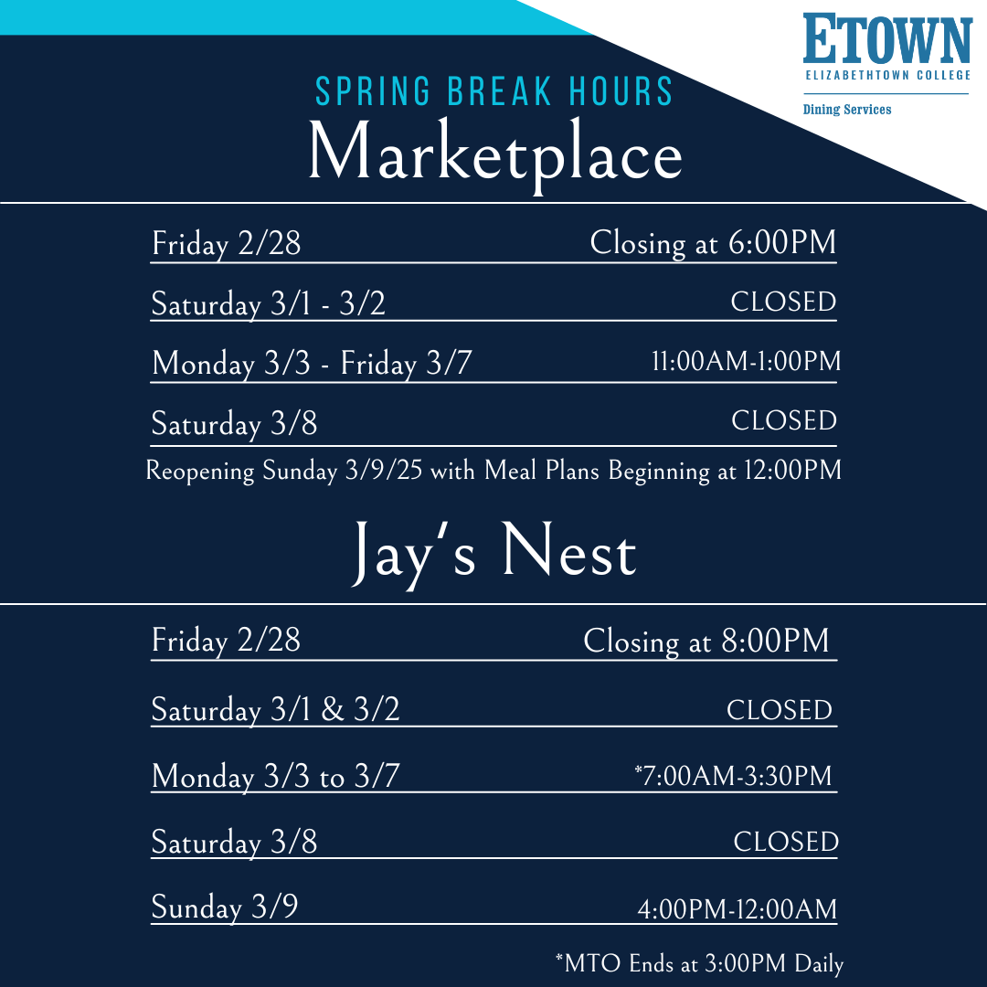 The Bowers Center Fresh Nest Menu and Hours Elizabethtown College