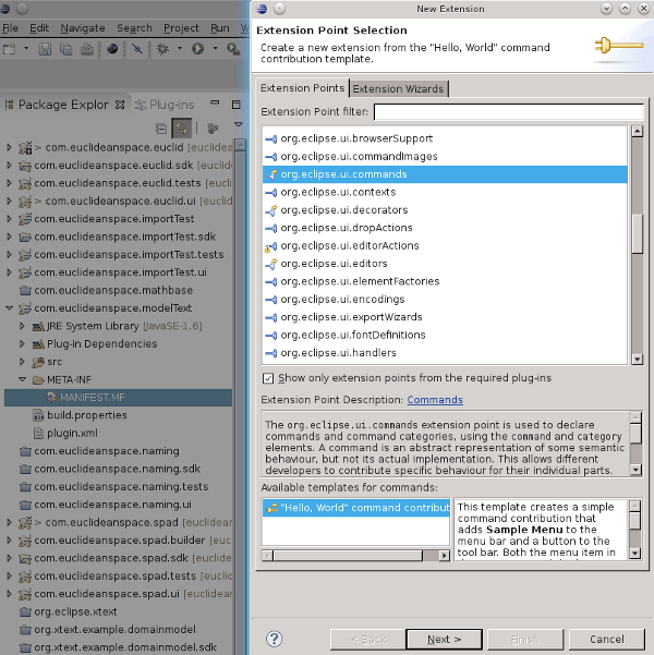 Eclipse PlugIn Architecture New menu item Martin Baker