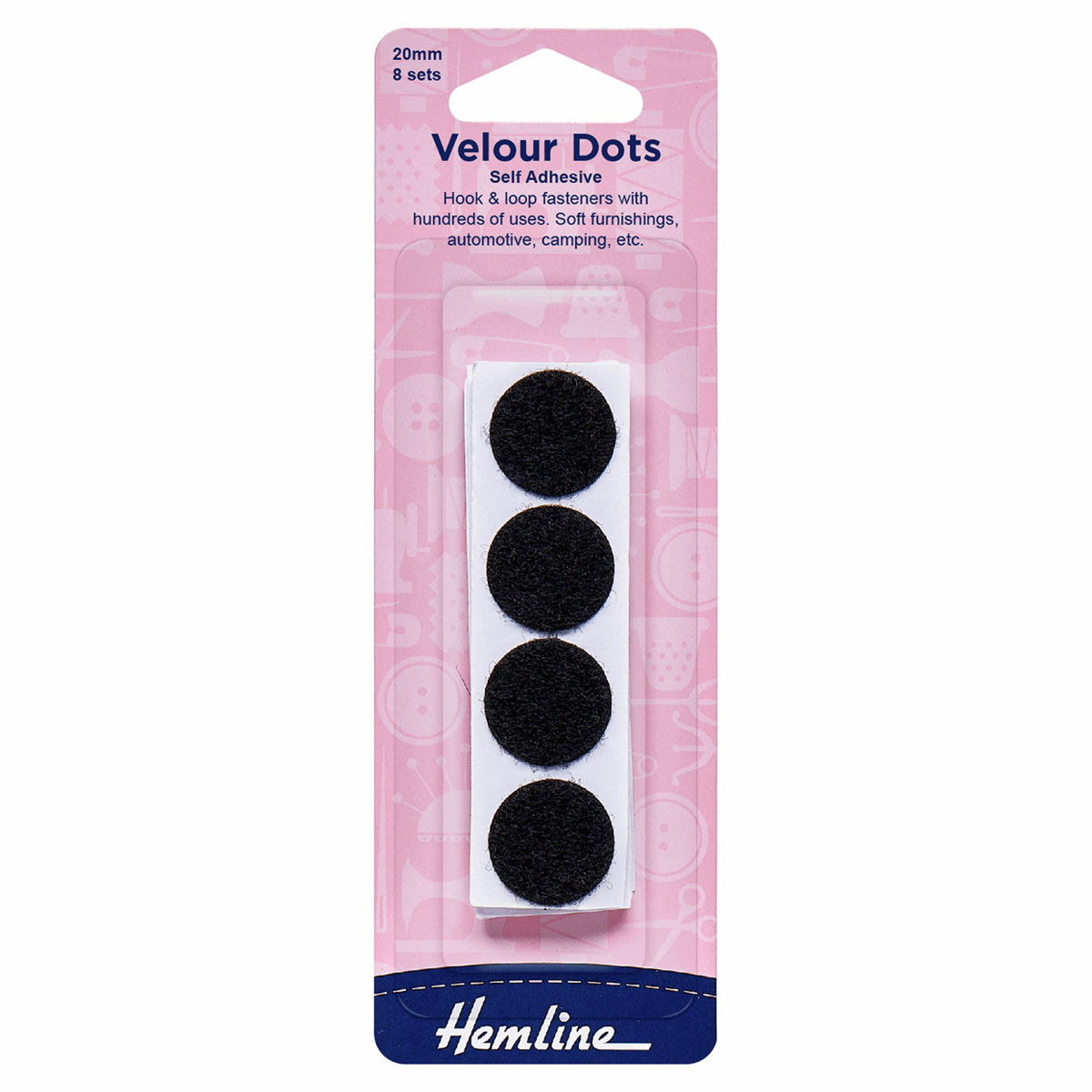Self Adhesive Hook & Loop Velour Dots StickOn EU Fabrics