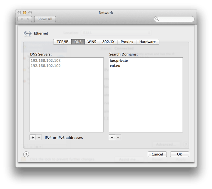 Network Connection Configuration for Mac OS X • European University