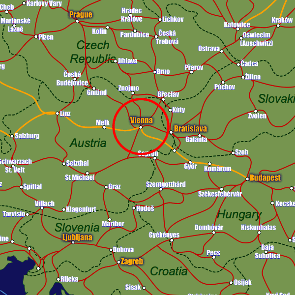 Vienna Rail Maps and Stations from European Rail Guide