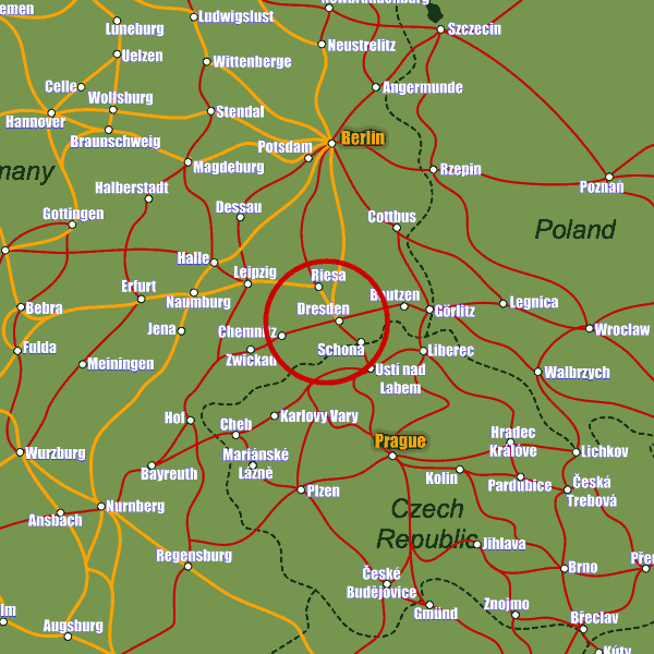 Dresden Rail Maps and Stations from European Rail Guide