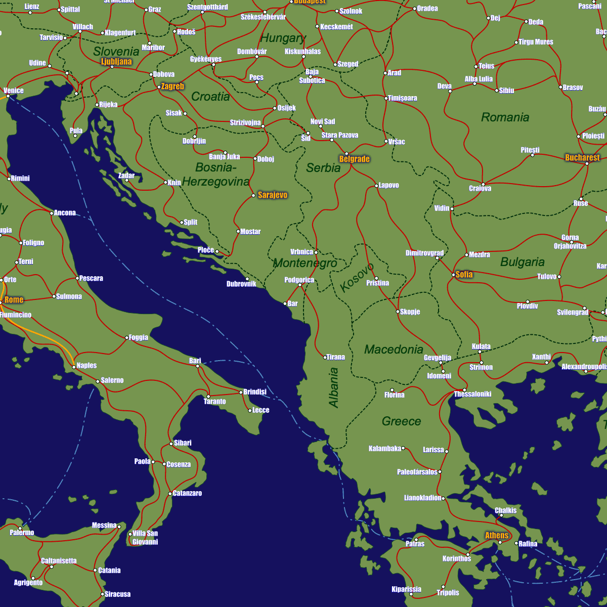 Montenegro Rail Travel Map European Rail Guide