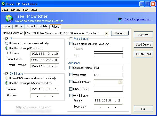 Free IP Switcher: Switch between different network settings - Spyware FREE.