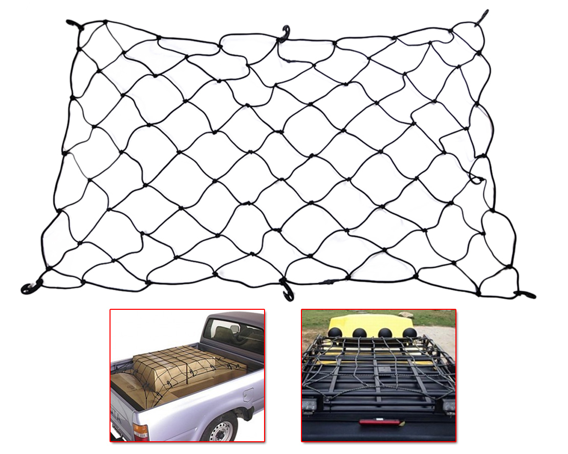 Elastic Bungee Pickup Pickup Truck Bed Cargo Hold Net 48”x63” 6 hooks