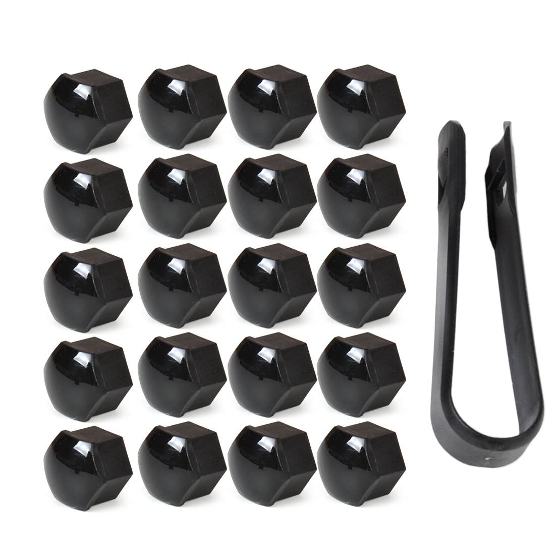Black 20pcs Wheel Lug Nut Center Cover Cap + Removal Tool for VW Audi