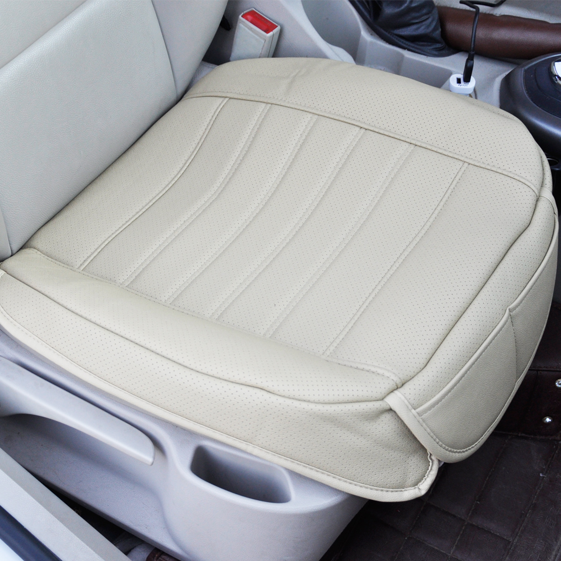 Universal Beige Car Front Seat Cover Breathable PU leather Seat pad