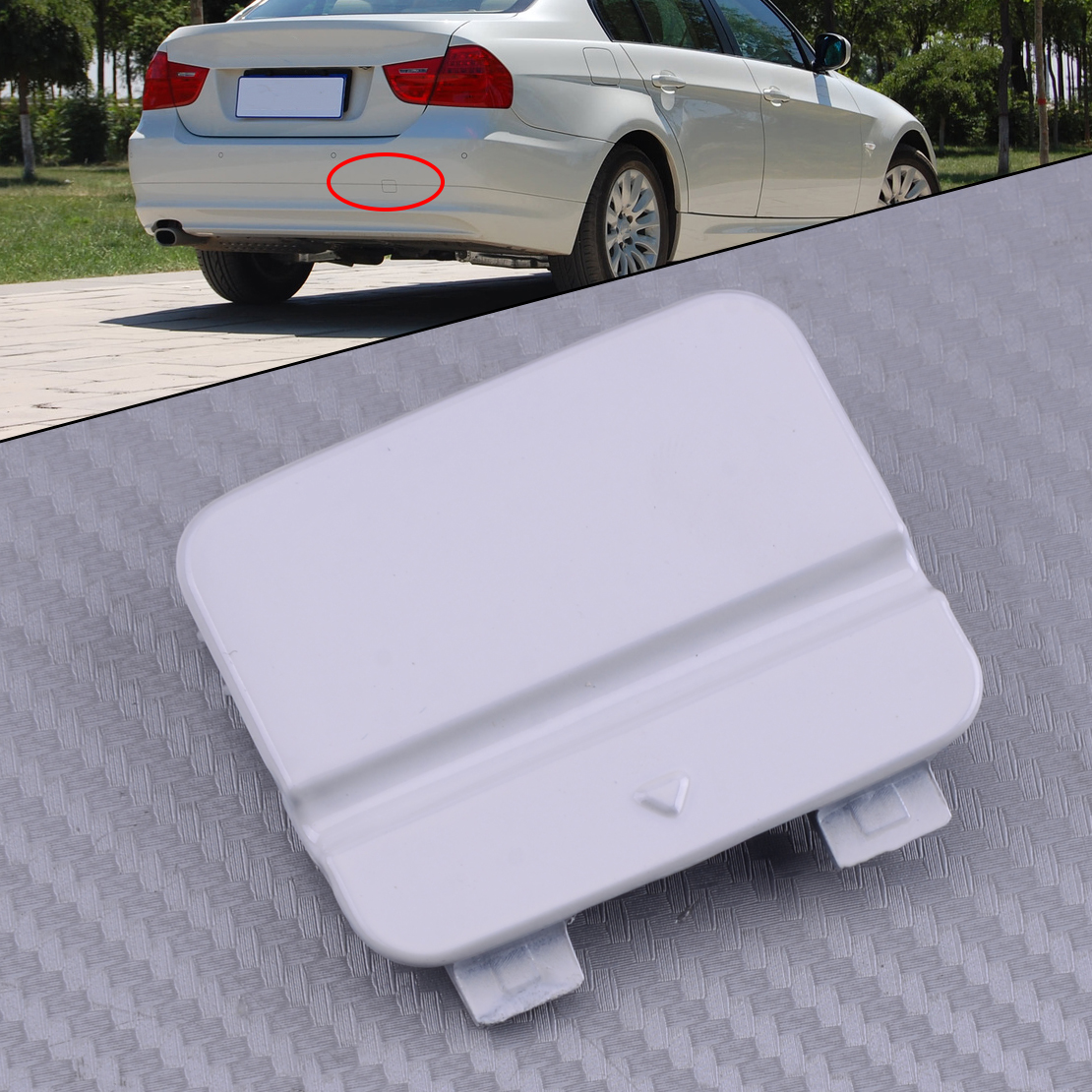 Rear Bumper White Tow Towing Hook Eye Cover Fit For BMW 3 E90 E91 325i