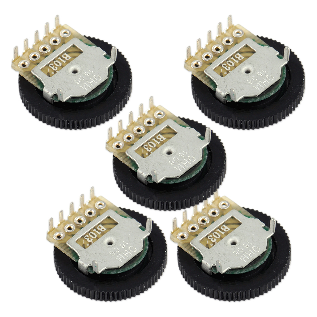 5Pcs B103 16x2mm 10K Ohm Double Dial Taper Volume Wheel Duplex