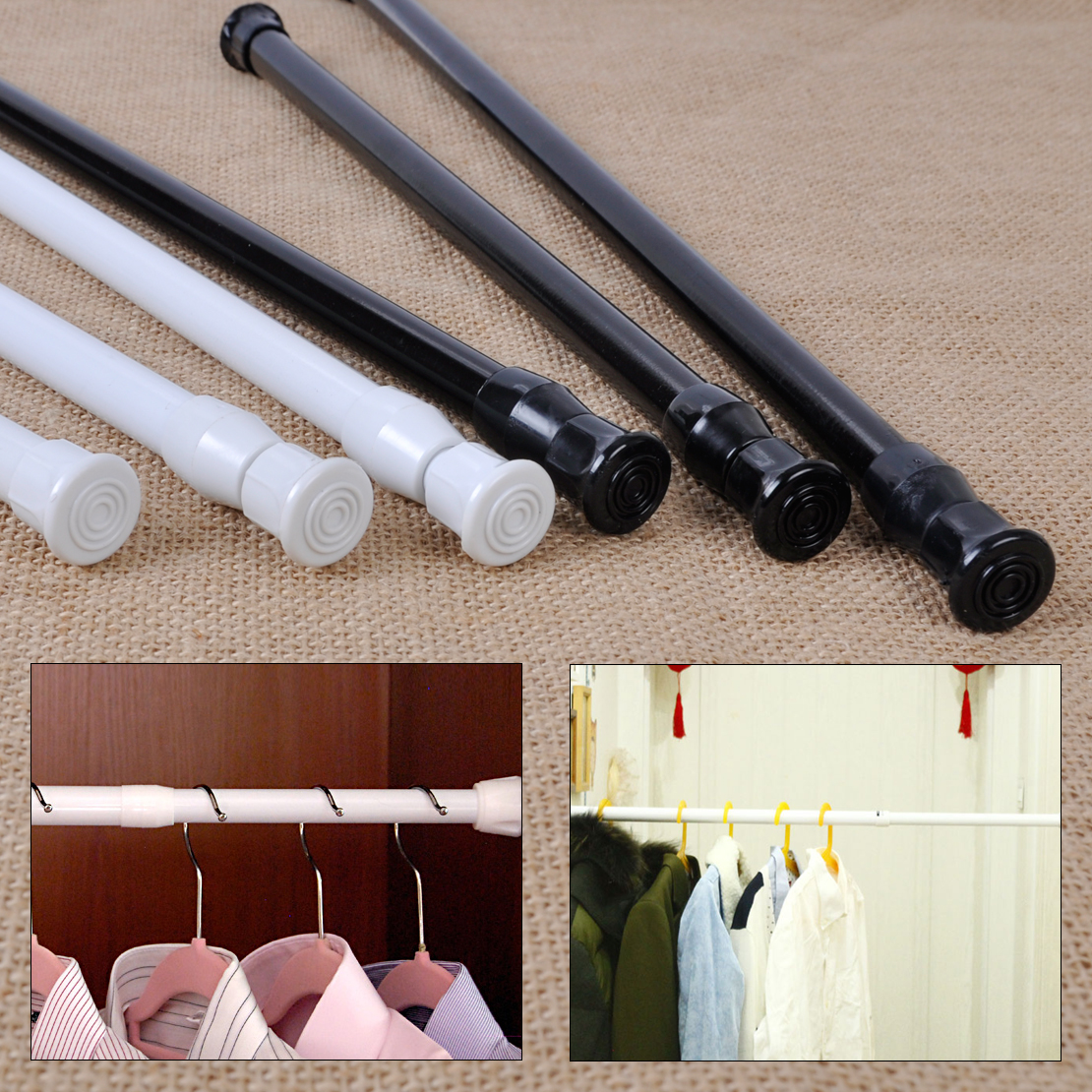 Adjustable Carbon Steel Tension Rod Window Bathroom Curtain Extensible