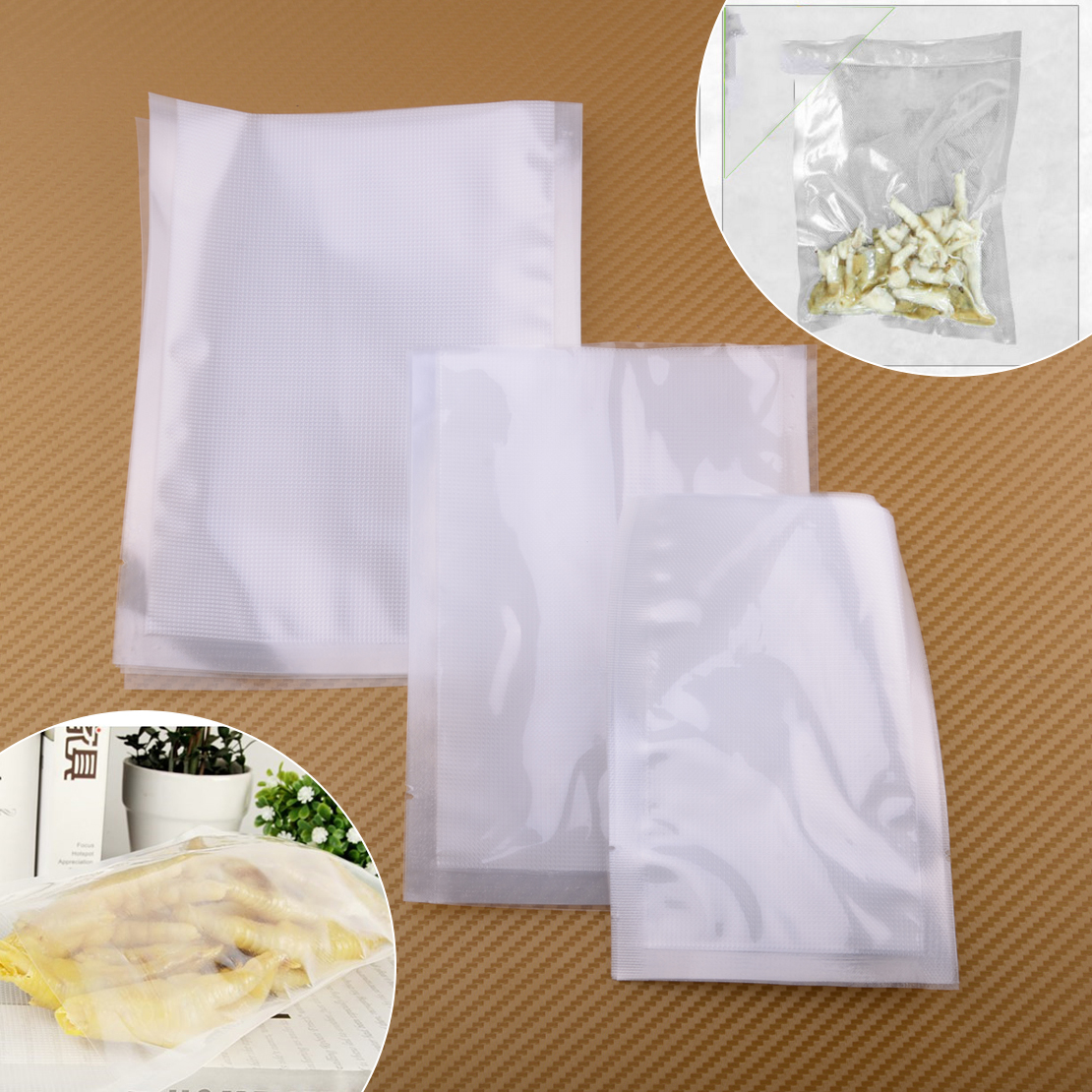 Multisize FoodVacBags Rolls Embossed Vacuum Sealer Bags for FoodSaver