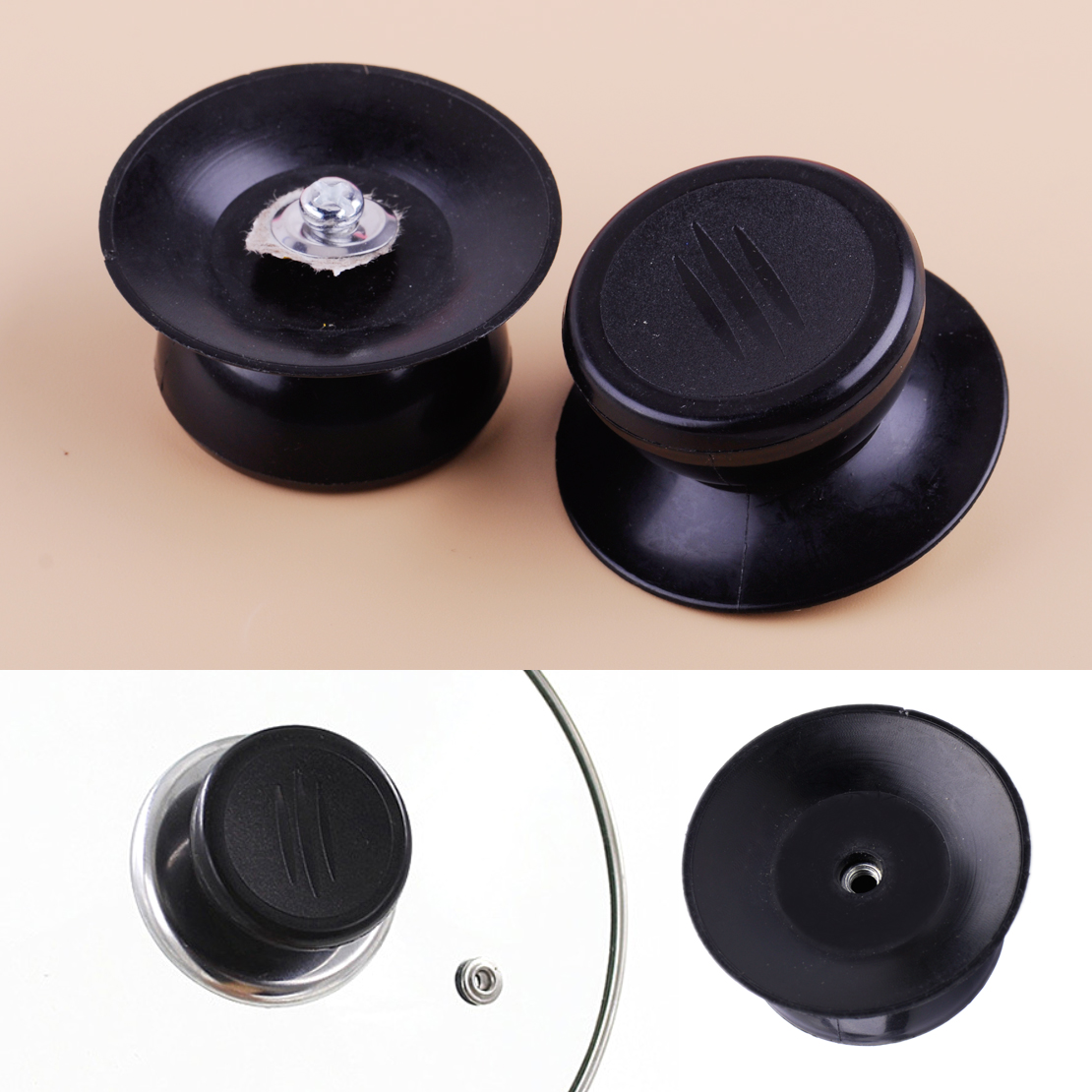 2 pcs Cooker Pot Glass Lid Knob Saucepan Round Heat Resistant Handle
