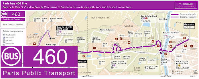 Bus maps and timetables for Paris bus lines 460 to 469